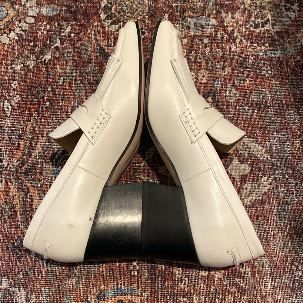 New Boden Cream/White Leather Block Heel Loafers. Size 39. Made In Spain. Chic! - Picture 9 of 12